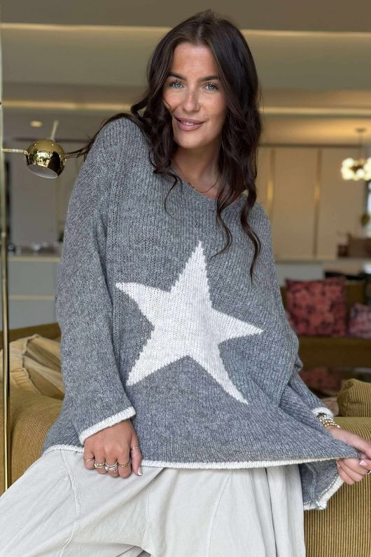 Big Softie Star Slouch Knit Grey Marl -